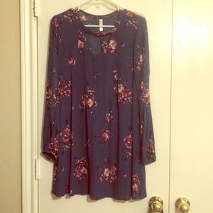 Teal floral flowy dress